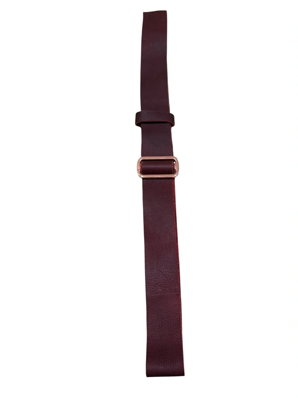Live Edge Leathers Handcrafted Full Grain Leather Belt Burgundy Copper Buckle